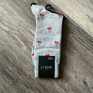 J. Crew Light Gray Socks with Cherries
